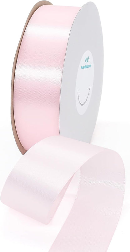 1-1/2 Inch x 100 Yards Pink Satin Ribbon for Gift Wrapping, Wedding Bows, Valentine's Day Decor, Crafts & Christmas Decorations