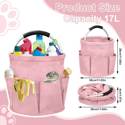 Pink Cleaning Caddy Bag 17L Foldable Organizer Handle