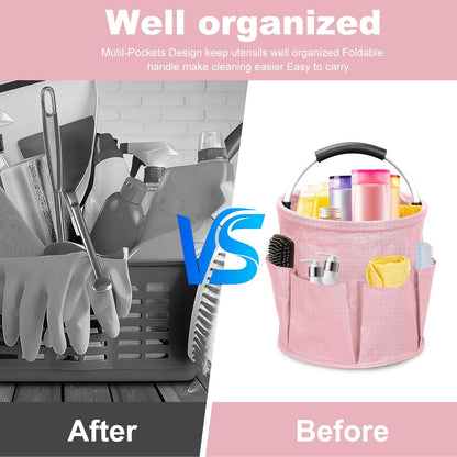 Pink Cleaning Caddy Bag 17L Foldable Organizer Handle