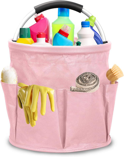 Pink Cleaning Caddy Bag 17L Foldable Organizer Handle
