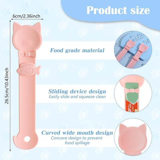 2 Pack Cat Squeeze Treat Spoon, Cute Cat Treat Feeder Spoon