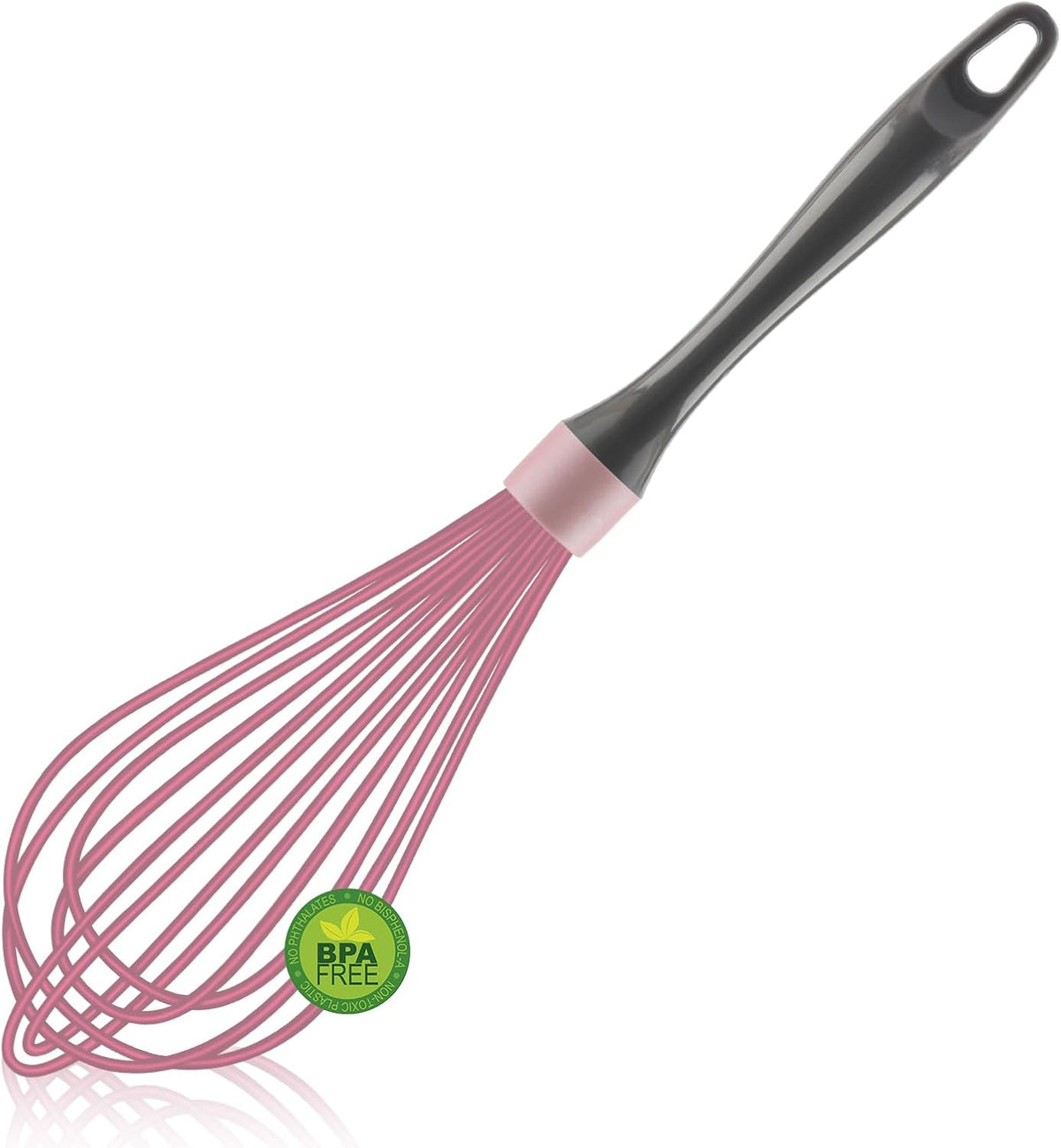 Dishwasher Safe Silicone Whisk, 12-Inch, Non-Scratch, Pink