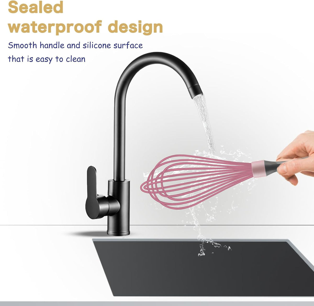Dishwasher Safe Silicone Whisk, 12-Inch, Non-Scratch, Pink