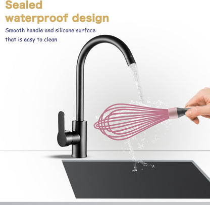 Dishwasher Safe Silicone Whisk, 12-Inch, Non-Scratch, Pink