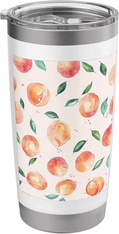 Cute Pattern Art Peach Fruit Watercolor Stainless Steel Insulated Tumbler