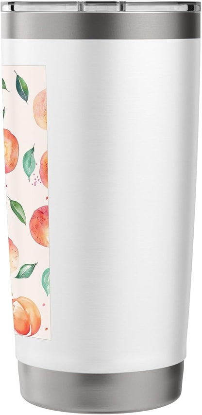 Cute Pattern Art Peach Fruit Watercolor Stainless Steel Insulated Tumbler