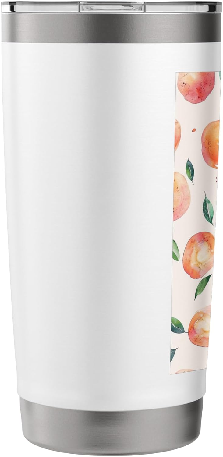Cute Pattern Art Peach Fruit Watercolor Stainless Steel Insulated Tumbler