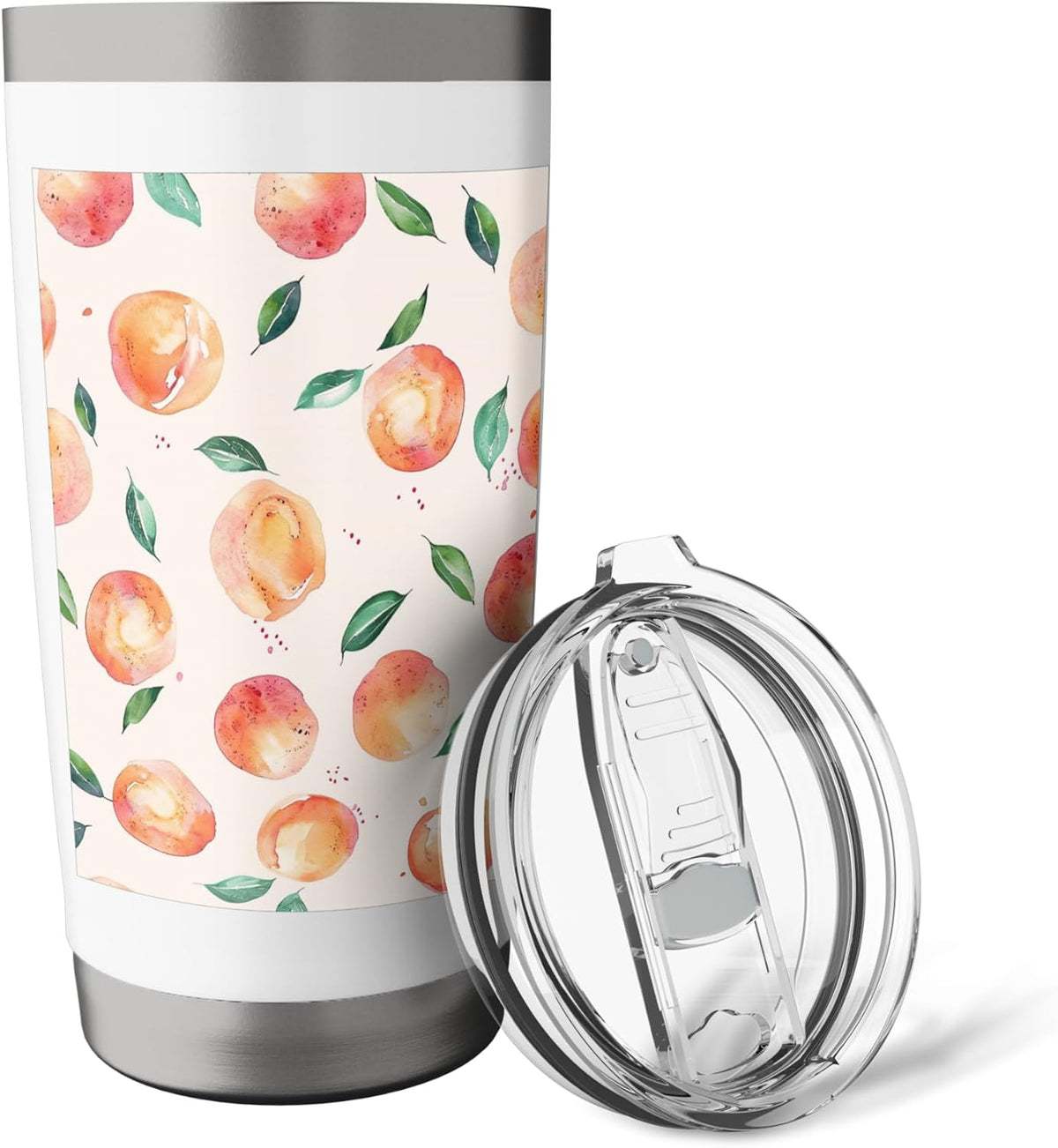Cute Pattern Art Peach Fruit Watercolor Stainless Steel Insulated Tumbler