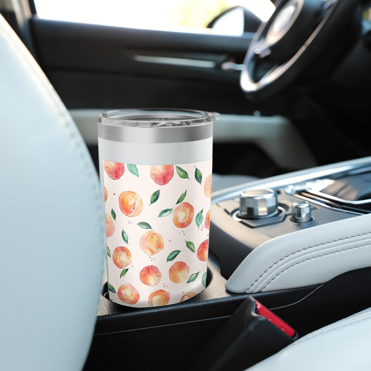 Cute Pattern Art Peach Fruit Watercolor Stainless Steel Insulated Tumbler