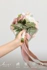 Ling's moment Dusty Rose Artificial Wedding Flower Bouquet for Bridesmaid Pink Floral Bouquet Blush Bridesmaid Bouquets with Ribbon Ceremony Anniversary,7-inch Diameter