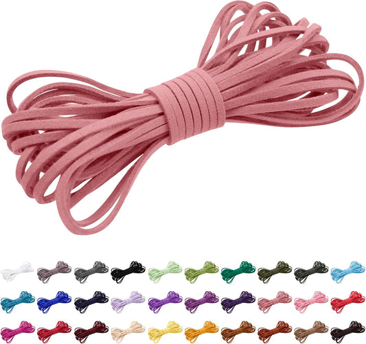 Faux Suede Cord 2.6mm x 5 Meters (5.5 Yards) Leather Colored Thread Velvet String Cord for Necklace, Jewelry Making, DIY Handmade Crafts, Leather Shoe Laces, Dream Catcher Supplies (Peach)