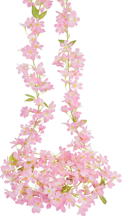 2Pcs Artificial Flowers Garland Faux Cherry Blossom Fake Flower Vines Pink