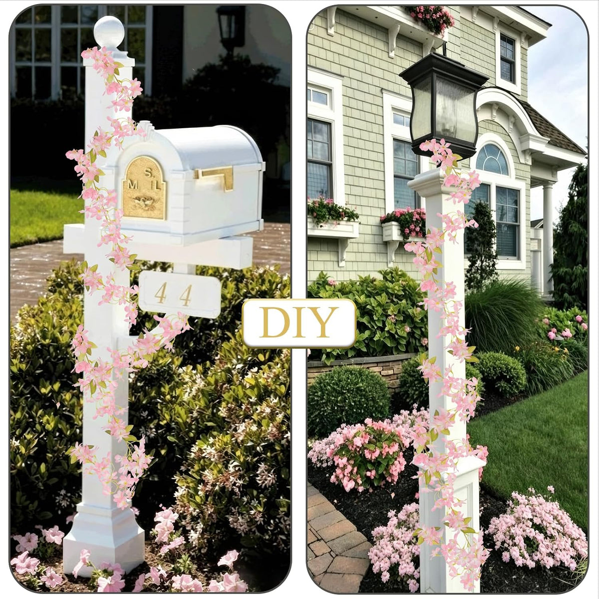 2Pcs Artificial Flowers Garland Faux Cherry Blossom Fake Flower Vines Pink