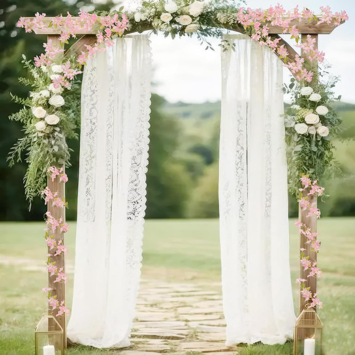 2Pcs Artificial Flowers Garland Faux Cherry Blossom Fake Flower Vines Pink
