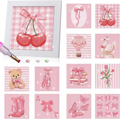 13 Pcs Coquette Pink Small Diamond Art Kits for Adults Craft DIY
