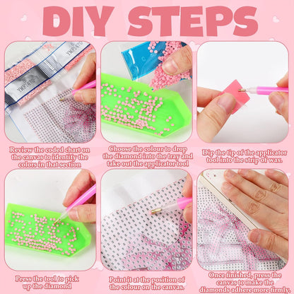 13 Pcs Coquette Pink Small Diamond Art Kits for Adults Craft DIY