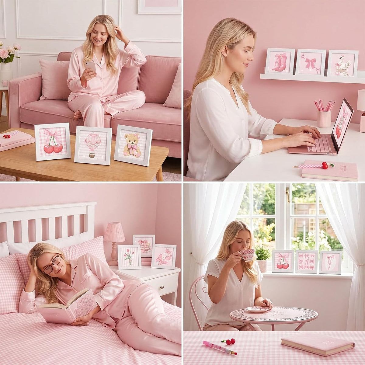 13 Pcs Coquette Pink Small Diamond Art Kits for Adults Craft DIY