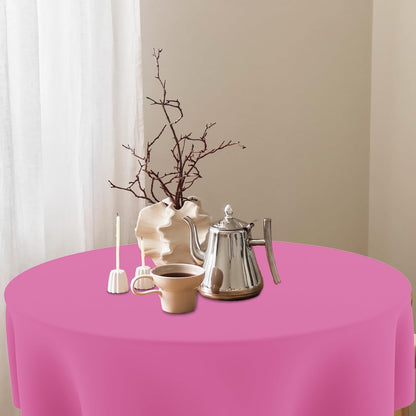 2 Pack Deep Pink Tablecloths, 84 Inch Round Disposable Plastic Table Cloths for Birthdays Graduations Restaurants Weddings Picnics Parties