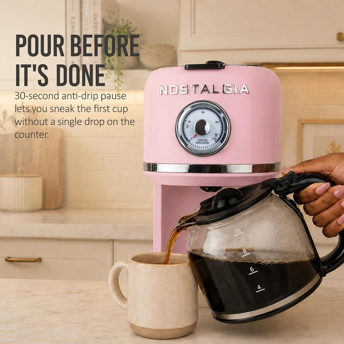 Classic Retro 10 Cup Coffee Maker, Pink