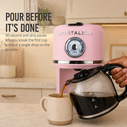 Classic Retro 10 Cup Coffee Maker, Pink