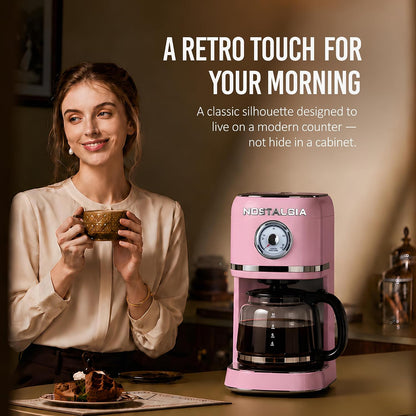 Classic Retro 10 Cup Coffee Maker, Pink