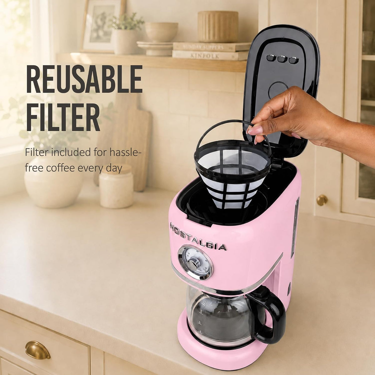 Classic Retro 10 Cup Coffee Maker, Pink