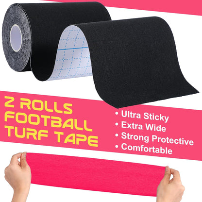 2 Roll Football Turf Tape 33ft Sport Turf Tape, Pink, Black