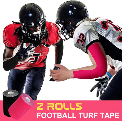 2 Roll Football Turf Tape 33ft Sport Turf Tape, Pink, Black