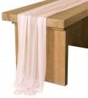 Ling's Moment 14Ft Blush Table Runner, Wedding Sheer Chiffon Table Runners | Silver Sparkle Dusty Pink, Rustic Boho Wedding Decor, Bridal Shower, Wedding Sweetheart Table Decor