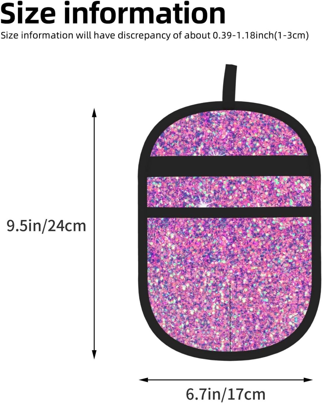 Mermaid Pink Ombre Glitters Pet Hair Removal Glove Dogs Hair Remover Glove Cats Fur Removal Tool with Hanging Loop for Couch 6.7X9.5 in