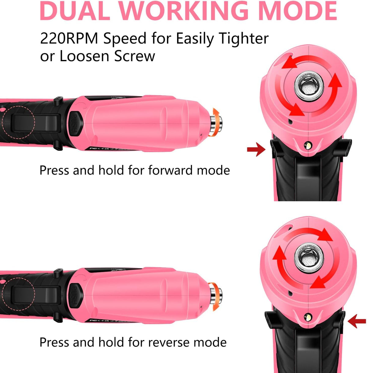3.6V Electric Cordless Screwdriver Set, Mini Drill Set, Pink