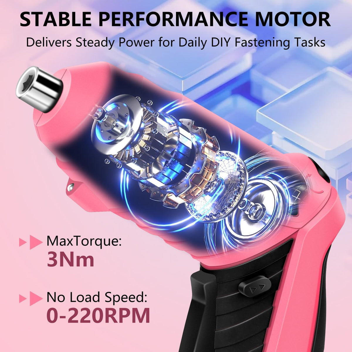 3.6V Electric Cordless Screwdriver Set, Mini Drill Set, Pink