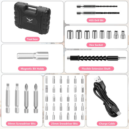 3.6V Electric Cordless Screwdriver Set, Mini Drill Set, Pink