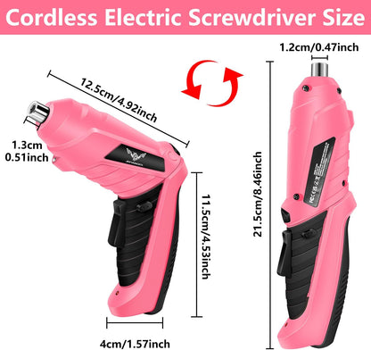 3.6V Electric Cordless Screwdriver Set, Mini Drill Set, Pink