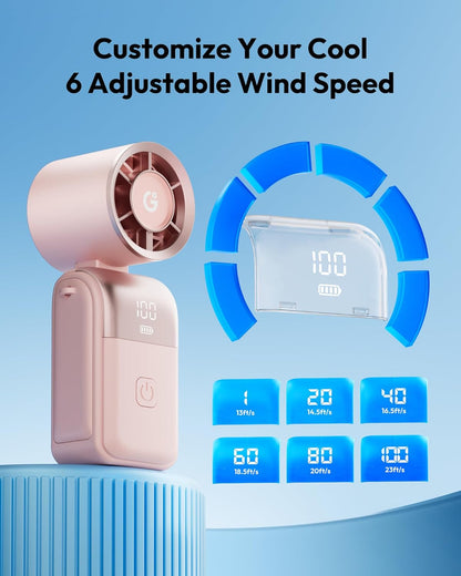 Portable Mini Fan Handheld, 3-in-1 Foldable Pocket Fan, Up to 15H