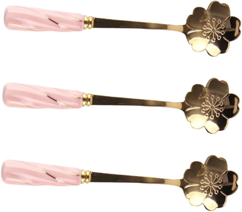 Petal Shaped Coffee Stirring Spoon Set, 3 Piece Stainless Steel