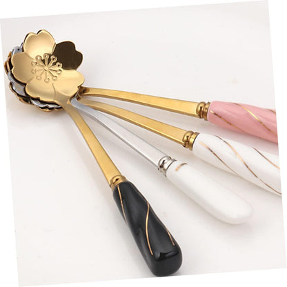 Petal Shaped Coffee Stirring Spoon Set, 3 Piece Stainless Steel