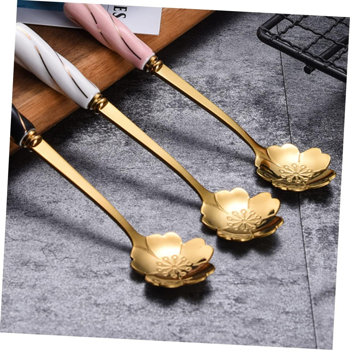 Petal Shaped Coffee Stirring Spoon Set, 3 Piece Stainless Steel