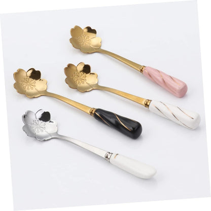Petal Shaped Coffee Stirring Spoon Set, 3 Piece Stainless Steel