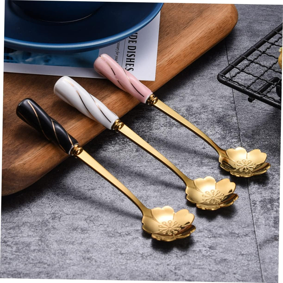 Petal Shaped Coffee Stirring Spoon Set, 3 Piece Stainless Steel