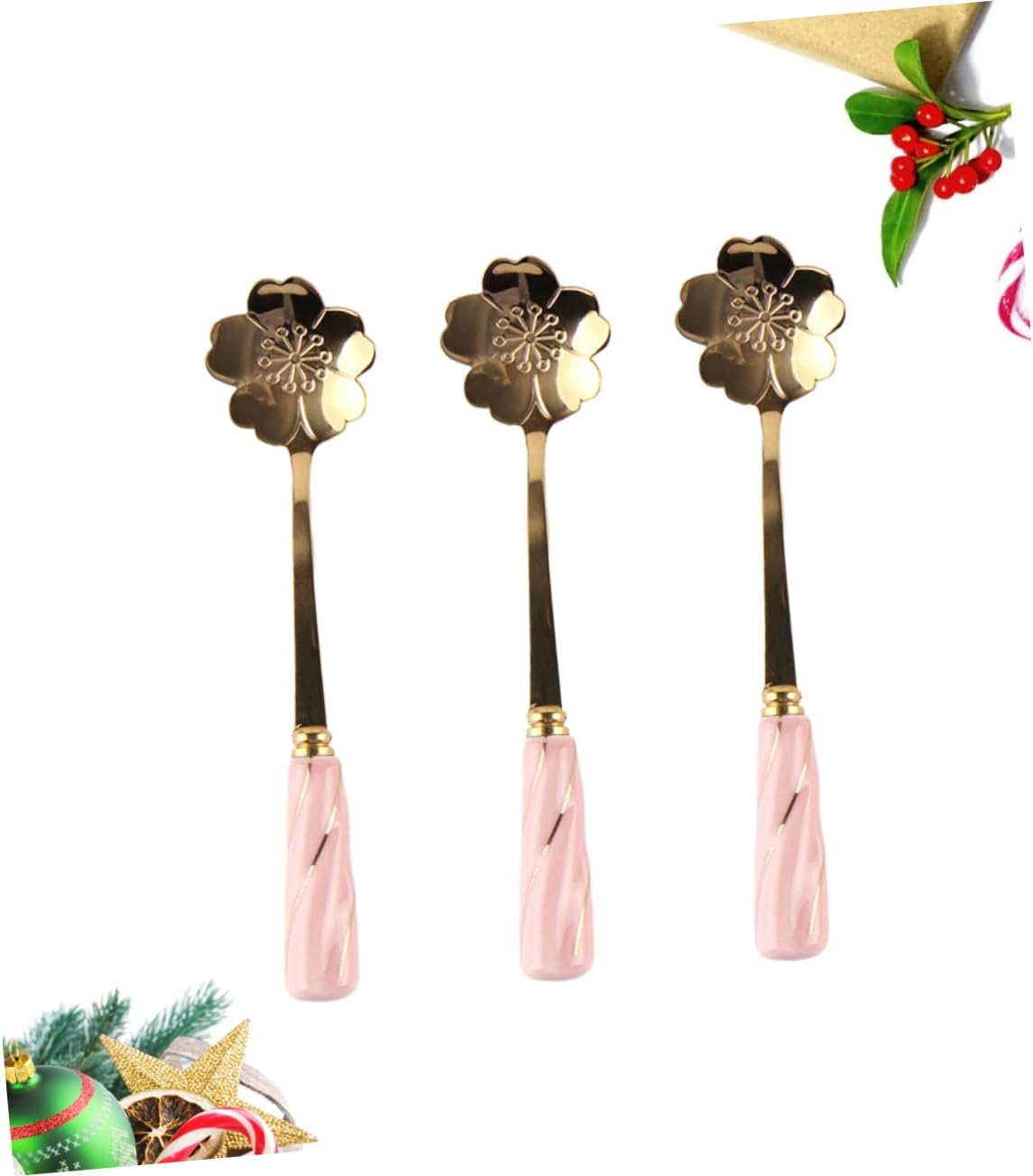 Petal Shaped Coffee Stirring Spoon Set, 3 Piece Stainless Steel