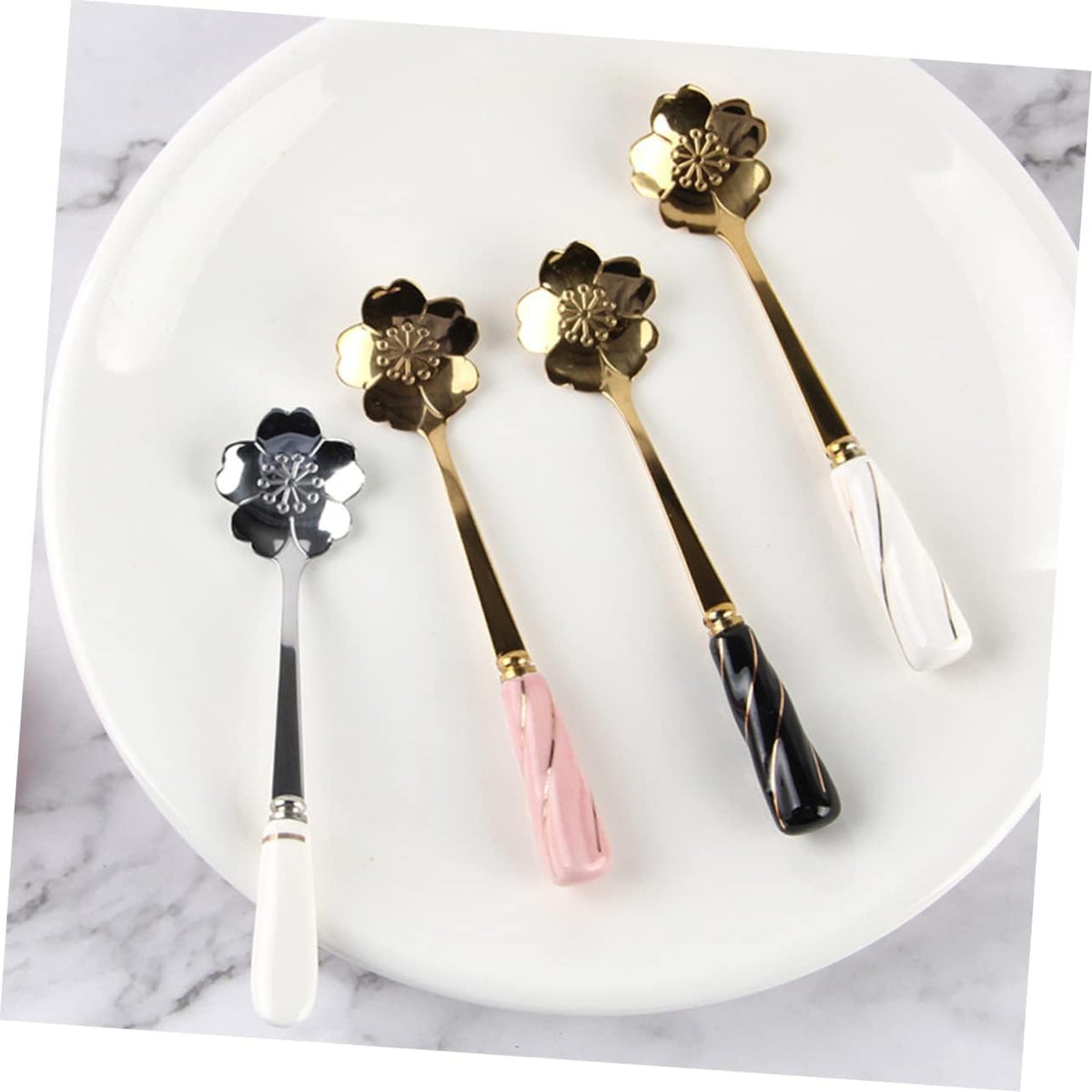 Petal Shaped Coffee Stirring Spoon Set, 3 Piece Stainless Steel