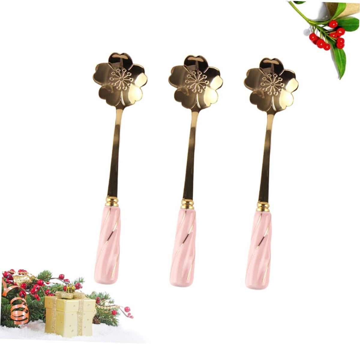 Petal Shaped Coffee Stirring Spoon Set, 3 Piece Stainless Steel