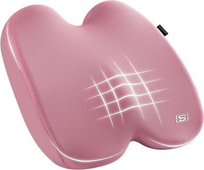 Seat Cushion, Ergonomic Memory Foam Cushion for Long Sitting Hours on Office & Home Chair, Car Seat Cushion for Sciatica, Coccyx Cushion,Pink