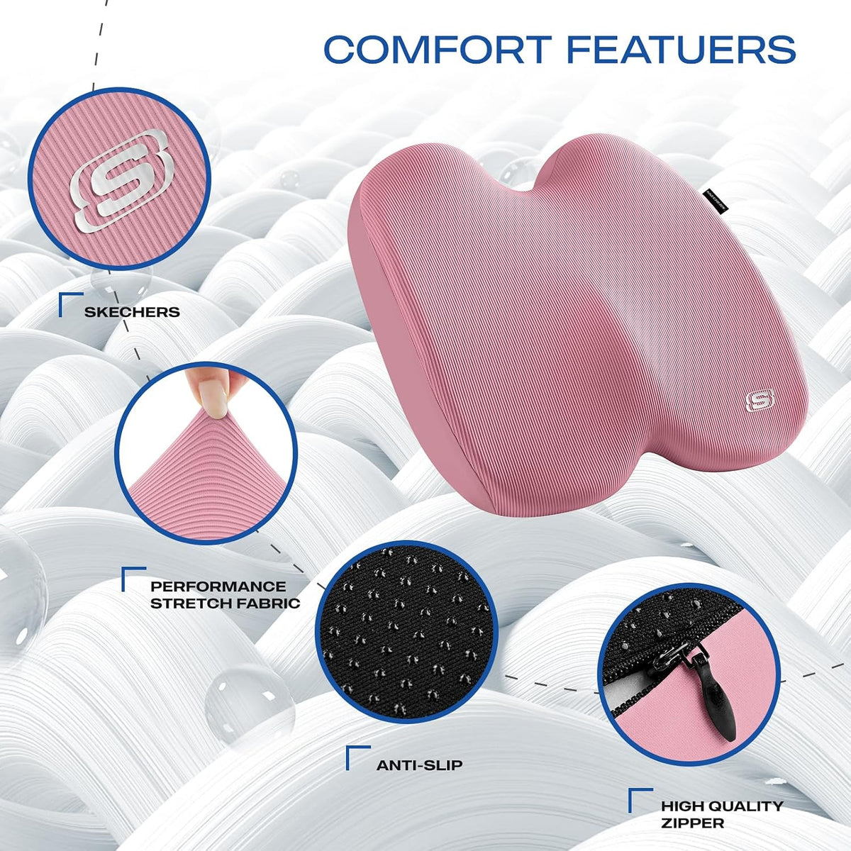 Seat Cushion, Ergonomic Memory Foam Cushion for Long Sitting Hours on Office & Home Chair, Car Seat Cushion for Sciatica, Coccyx Cushion,Pink