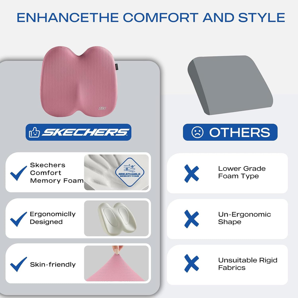 Seat Cushion, Ergonomic Memory Foam Cushion for Long Sitting Hours on Office & Home Chair, Car Seat Cushion for Sciatica, Coccyx Cushion,Pink