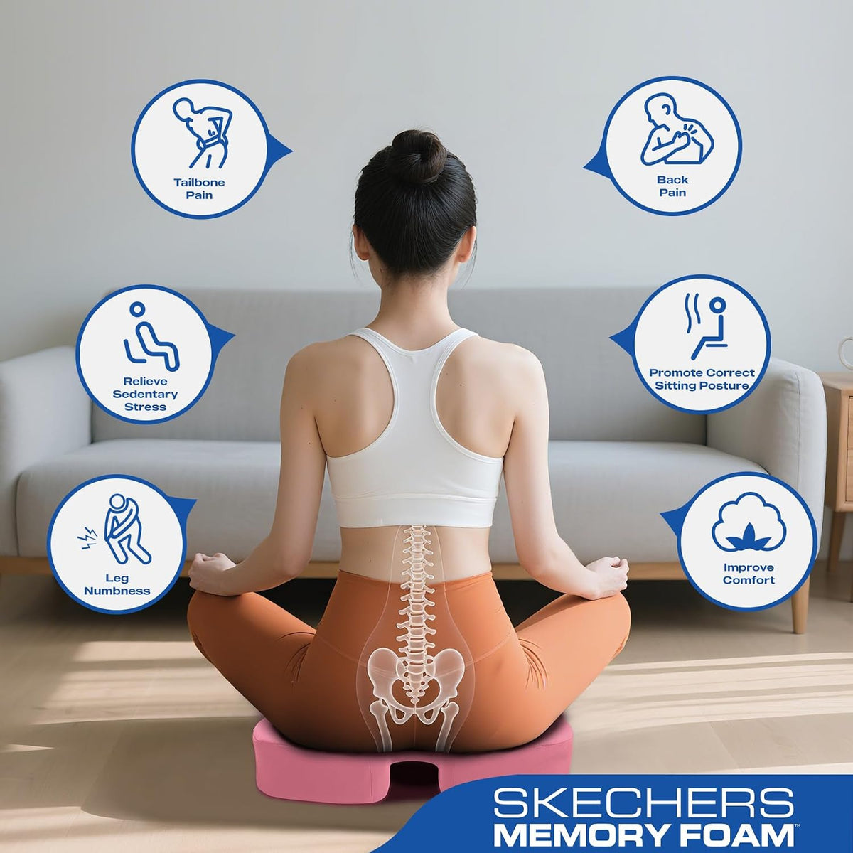Seat Cushion, Ergonomic Memory Foam Cushion for Long Sitting Hours on Office & Home Chair, Car Seat Cushion for Sciatica, Coccyx Cushion,Pink