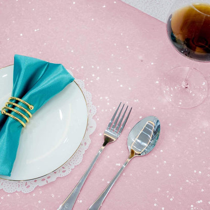 50 Inch Round Light Pink Sequin Tablecloth