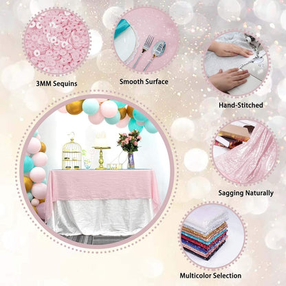 50 Inch Round Light Pink Sequin Tablecloth
