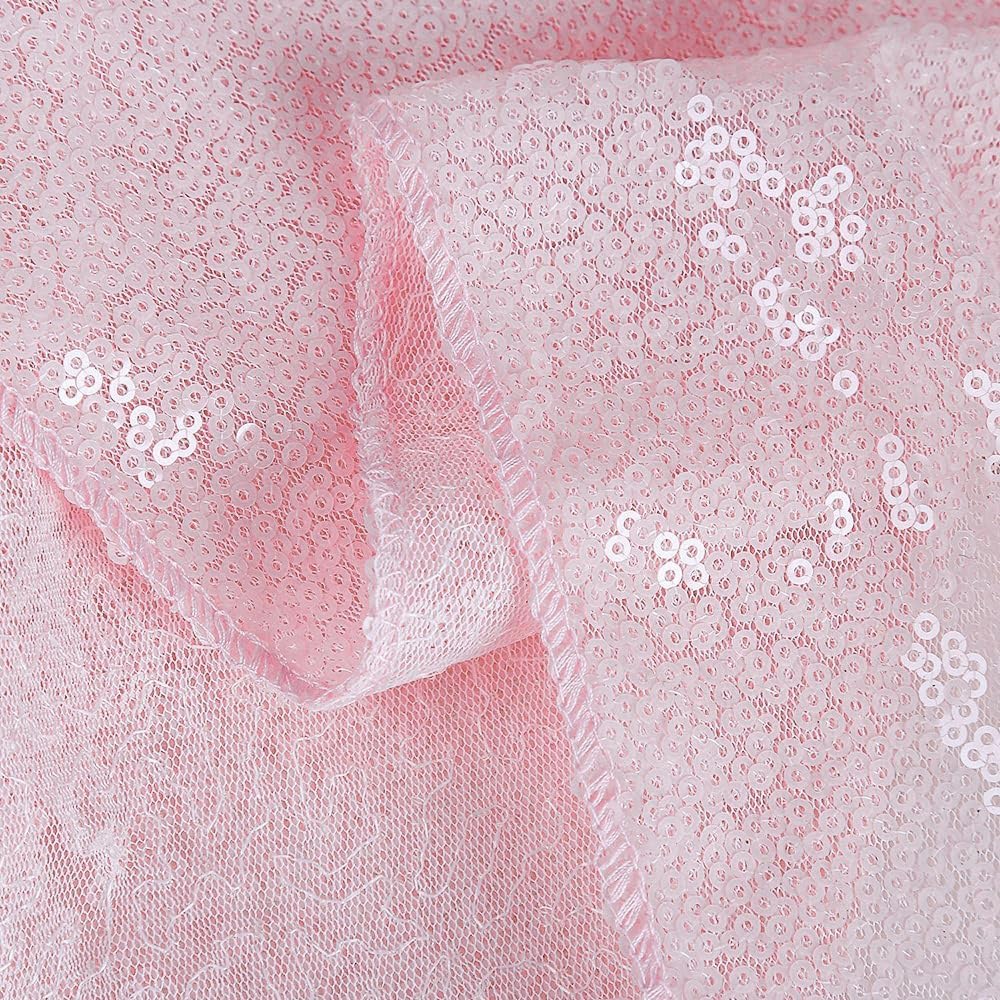 50 Inch Round Light Pink Sequin Tablecloth